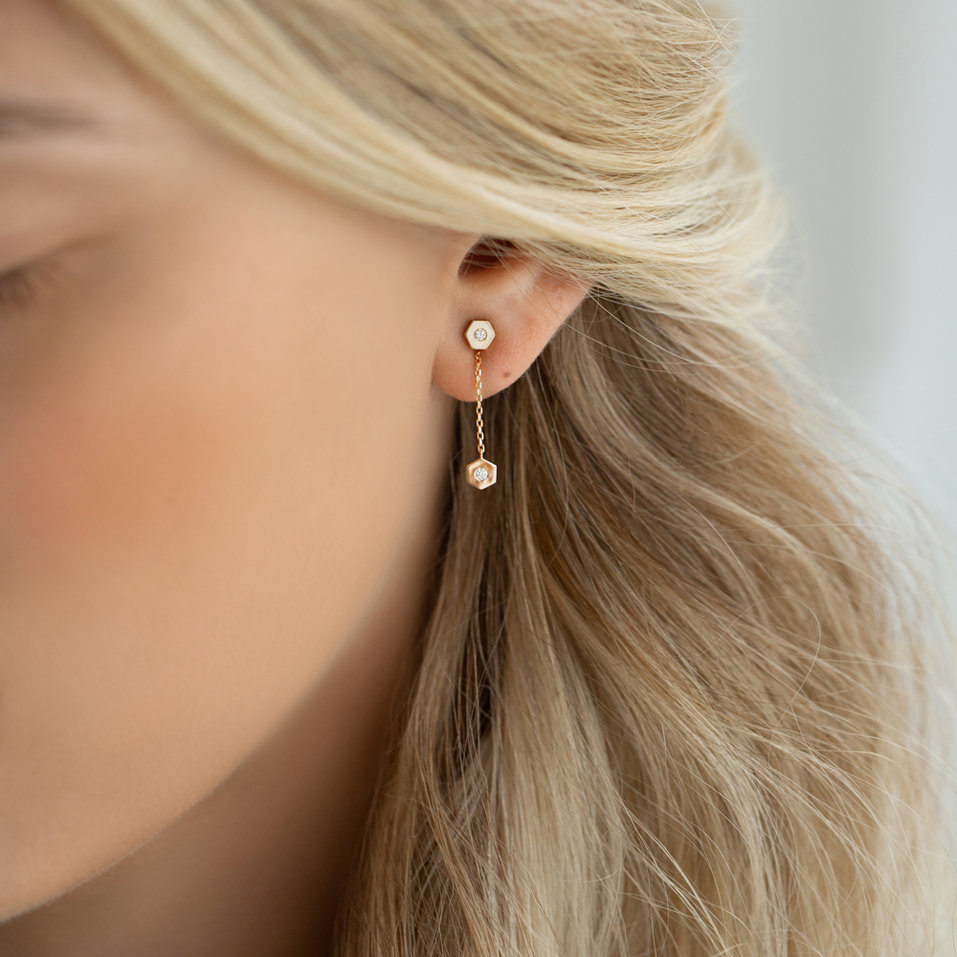 Náušnice s diamanty HexaTwin