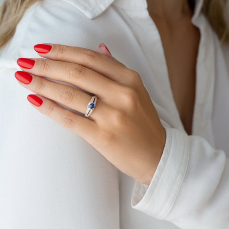Prsten s diamanty a safírem Sapphire Wonder