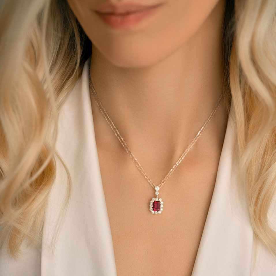 Náhrdelník s diamanty a rhodolite Rosemary