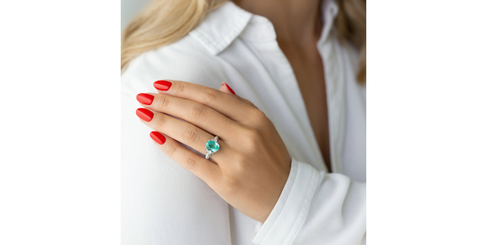 Prsten s diamanty a paraibou Royal Sky