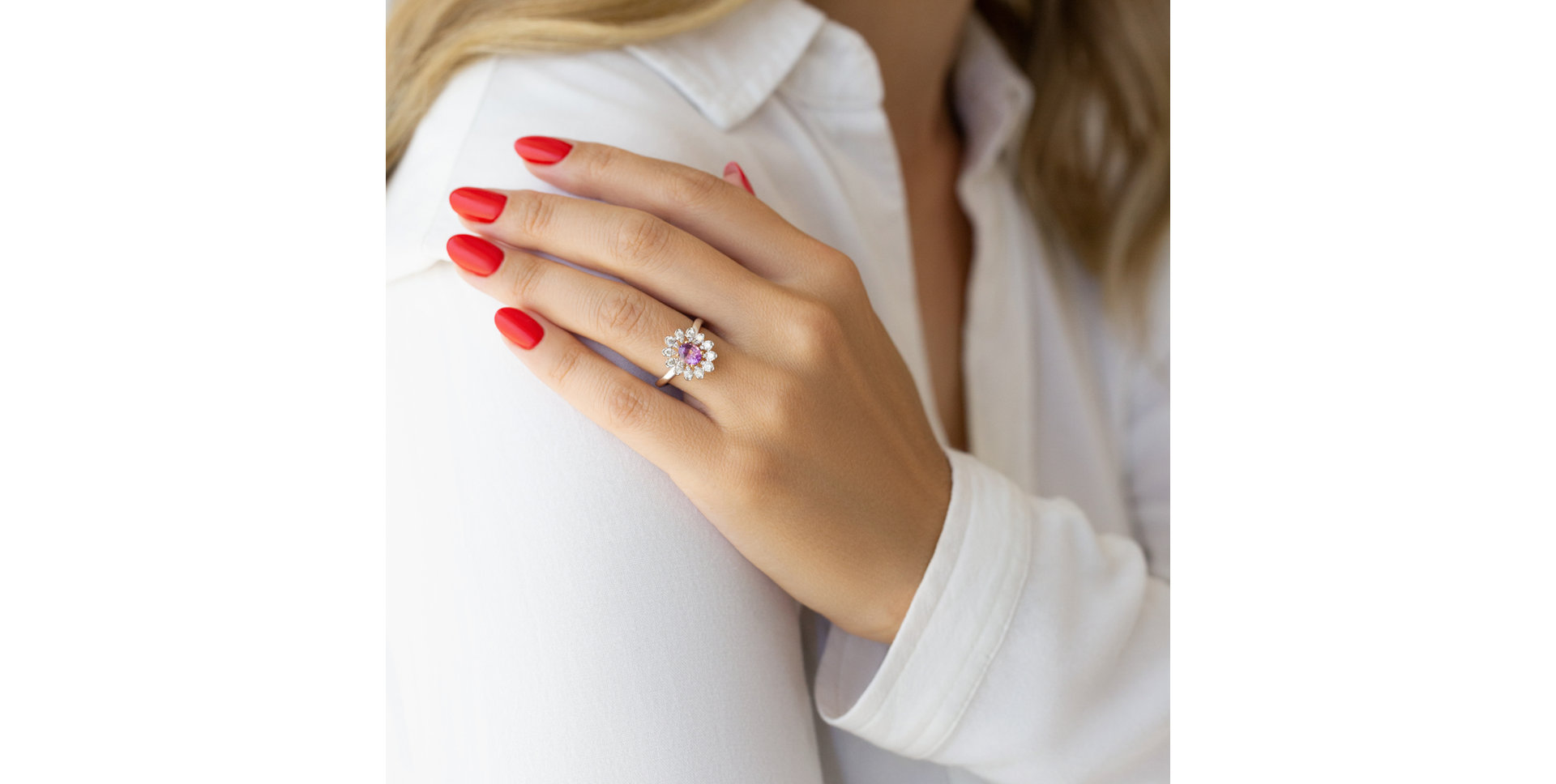 Prsten se safírem a diamanty Charming Wild Flower