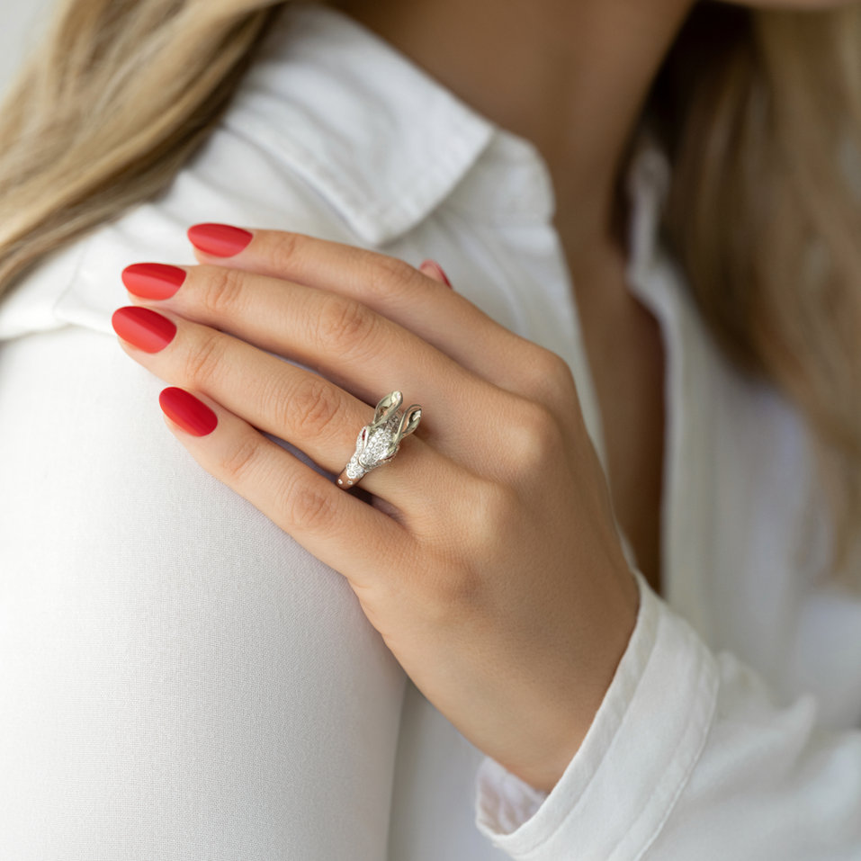 Prsten s diamanty a rubíny White Rabbit