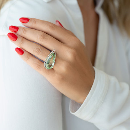 Prsten s diamanty a ametystem Ginevra