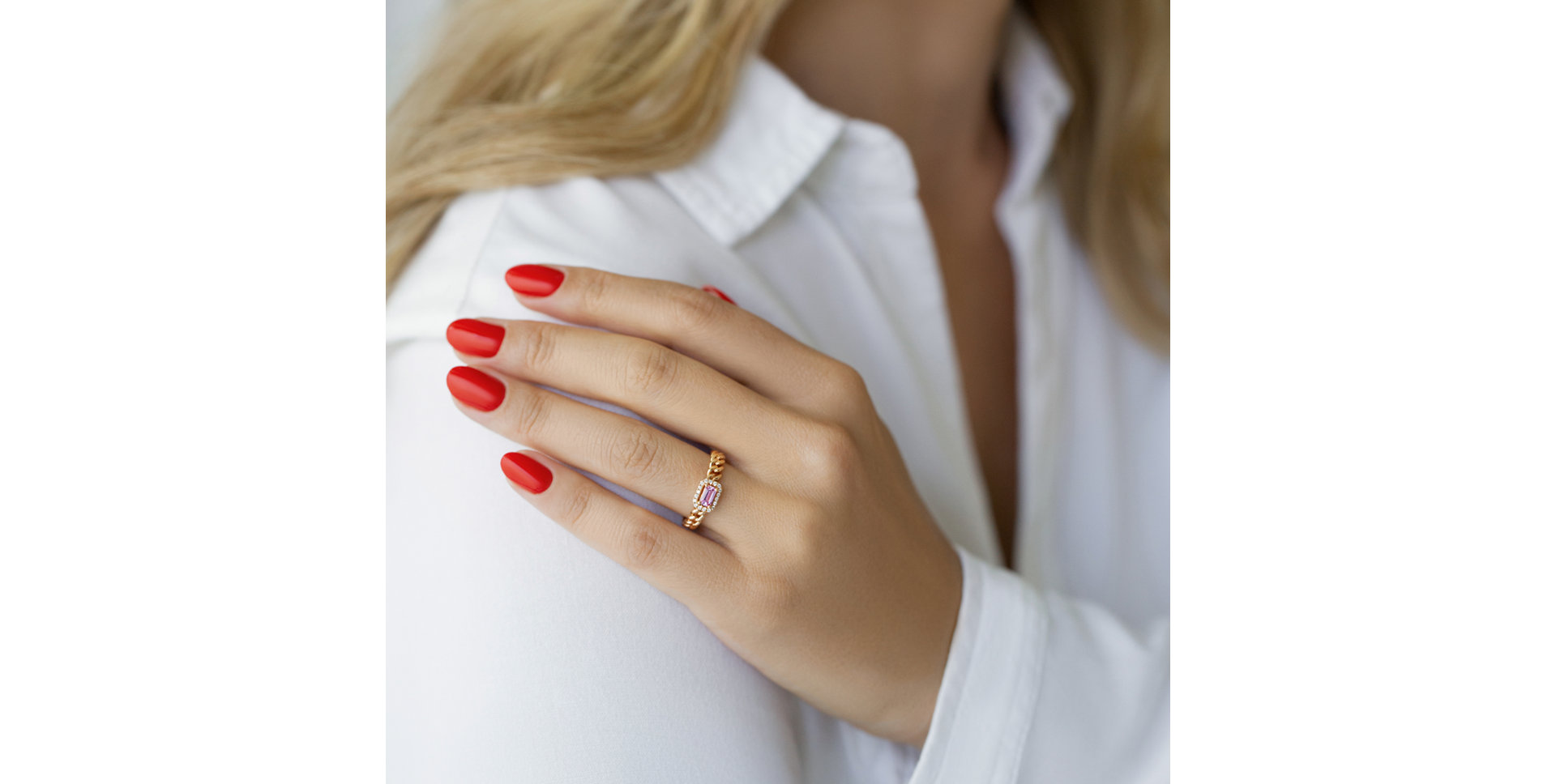 Prsten se safírem a diamanty Fuchsia Fantasy