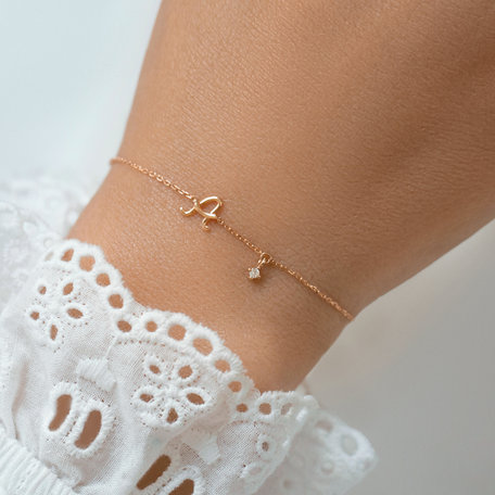 Náramek s diamantem Curly Letter X