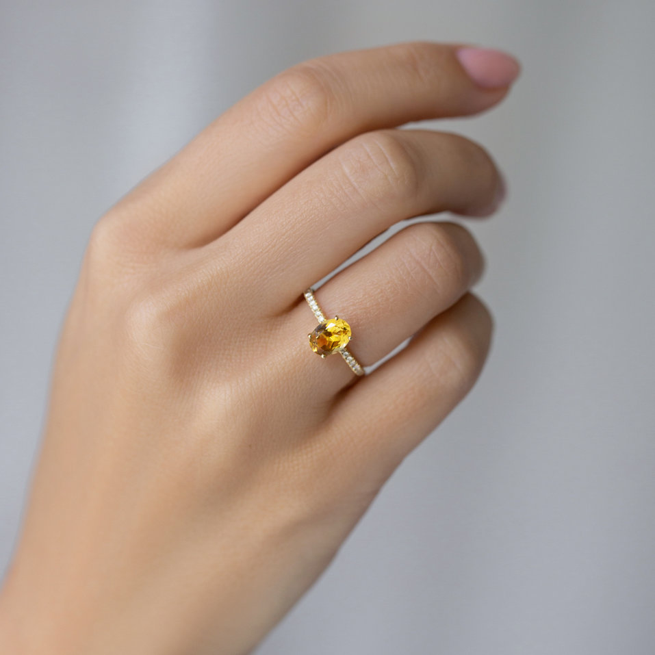 Prsten s diamanty a rhodolitem Touch of Spark