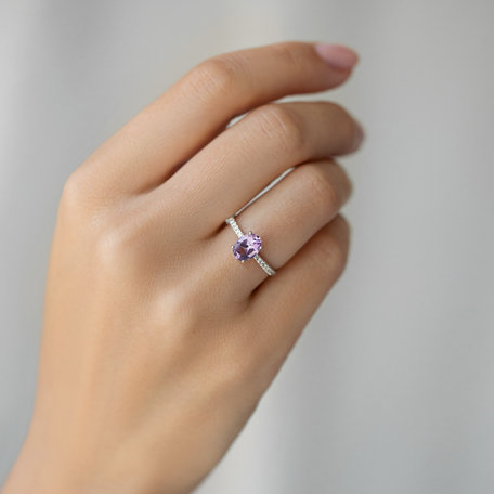 Prsten s diamanty a rhodolitem Touch of Spark