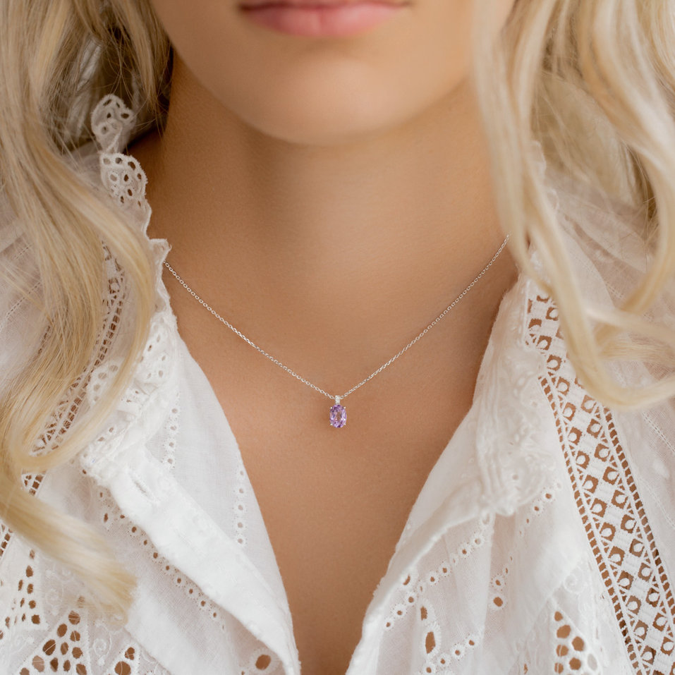 Náhrdelník s diamanty a ametystem Aurora