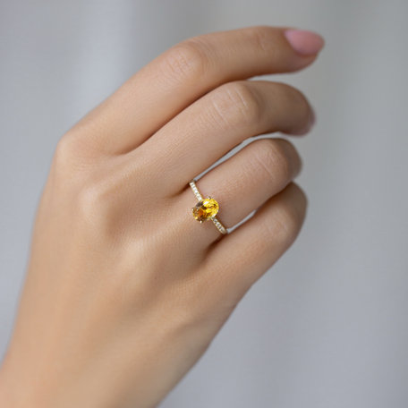 Prsten s diamanty a citrínem Touch of Spark