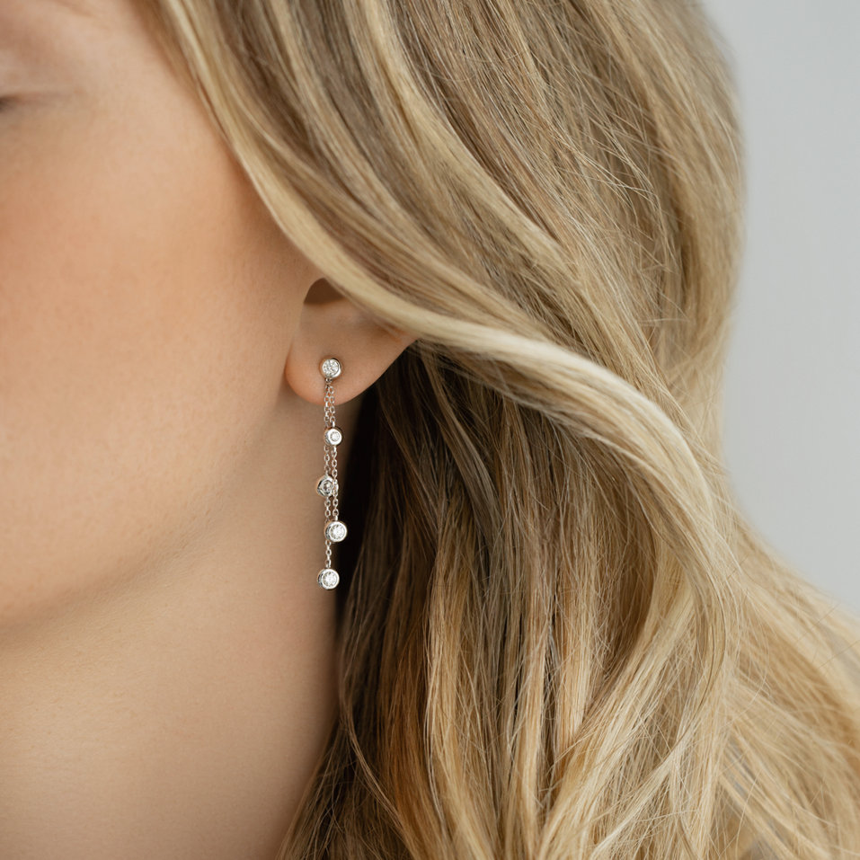 Náušnice s diamanty Dots Waterfall