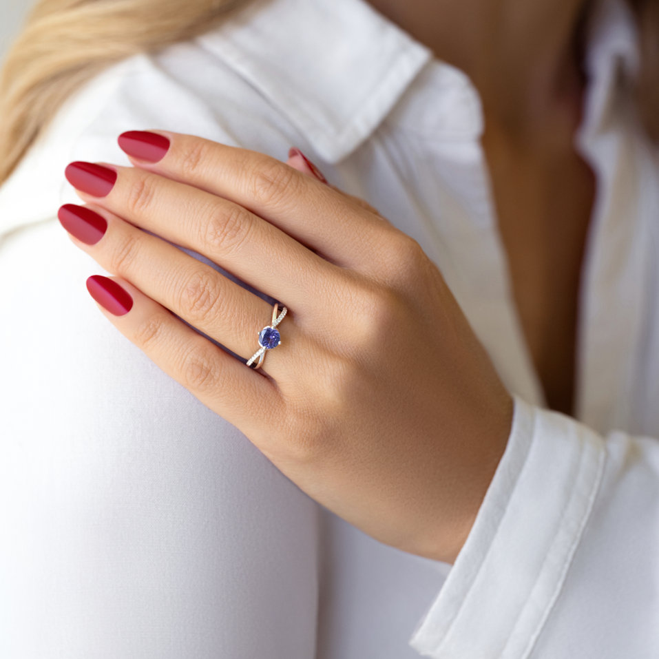 Prsten s diamanty a tanzanitem Valery