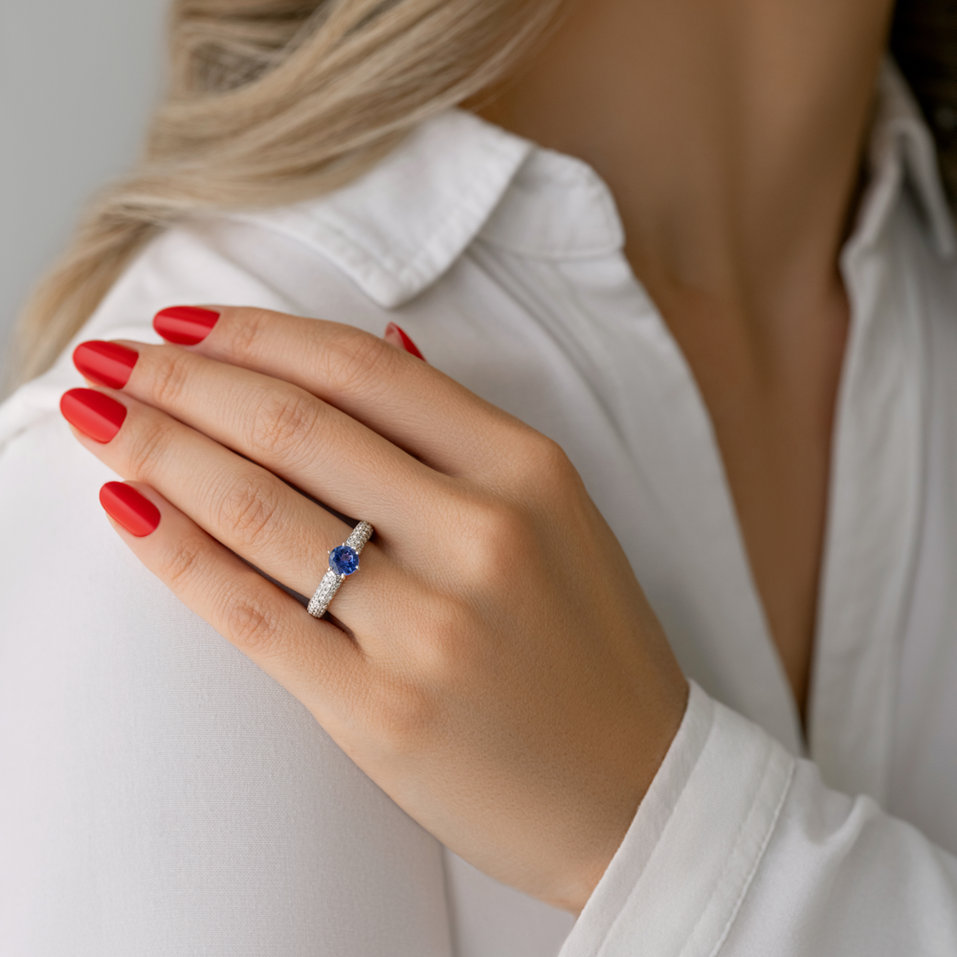 Prsten s diamanty a tanzanitem Lucia