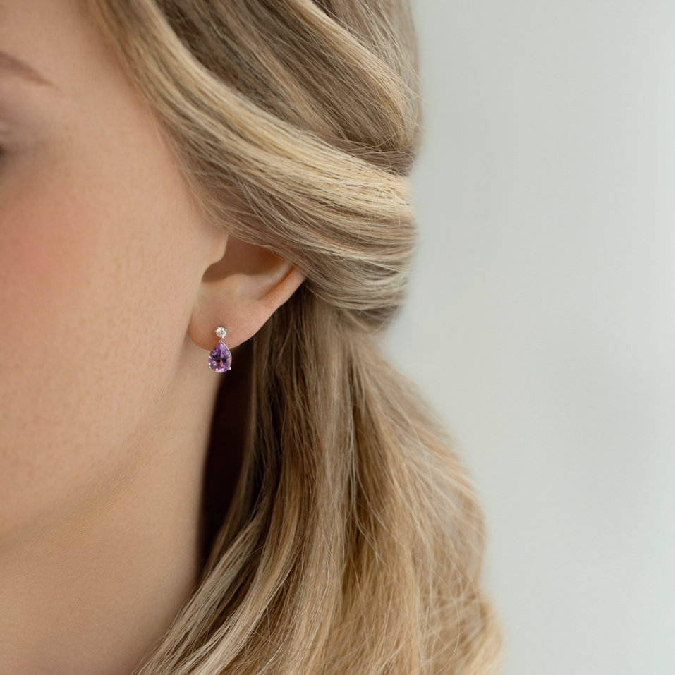 Náušnice s diamanty a rhodolitem Ismene