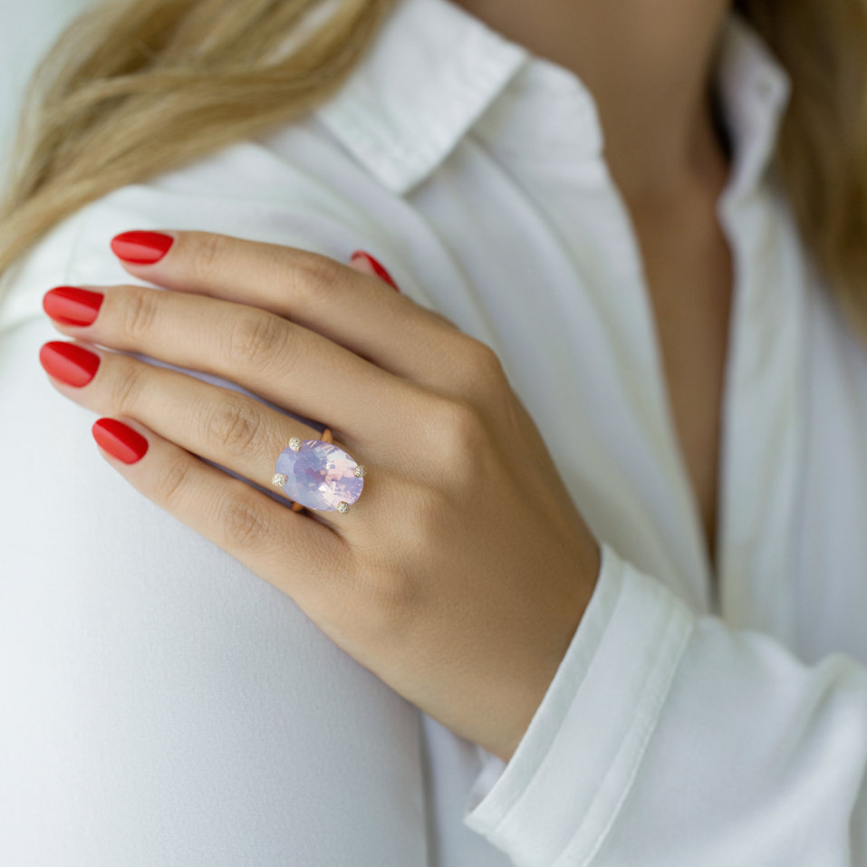 Prsten s diamanty a ametystem Lavender Miracle