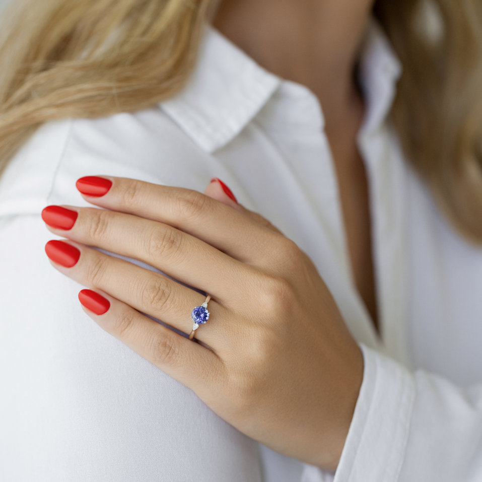 Prsten s diamanty a apatitem Royal Oasis