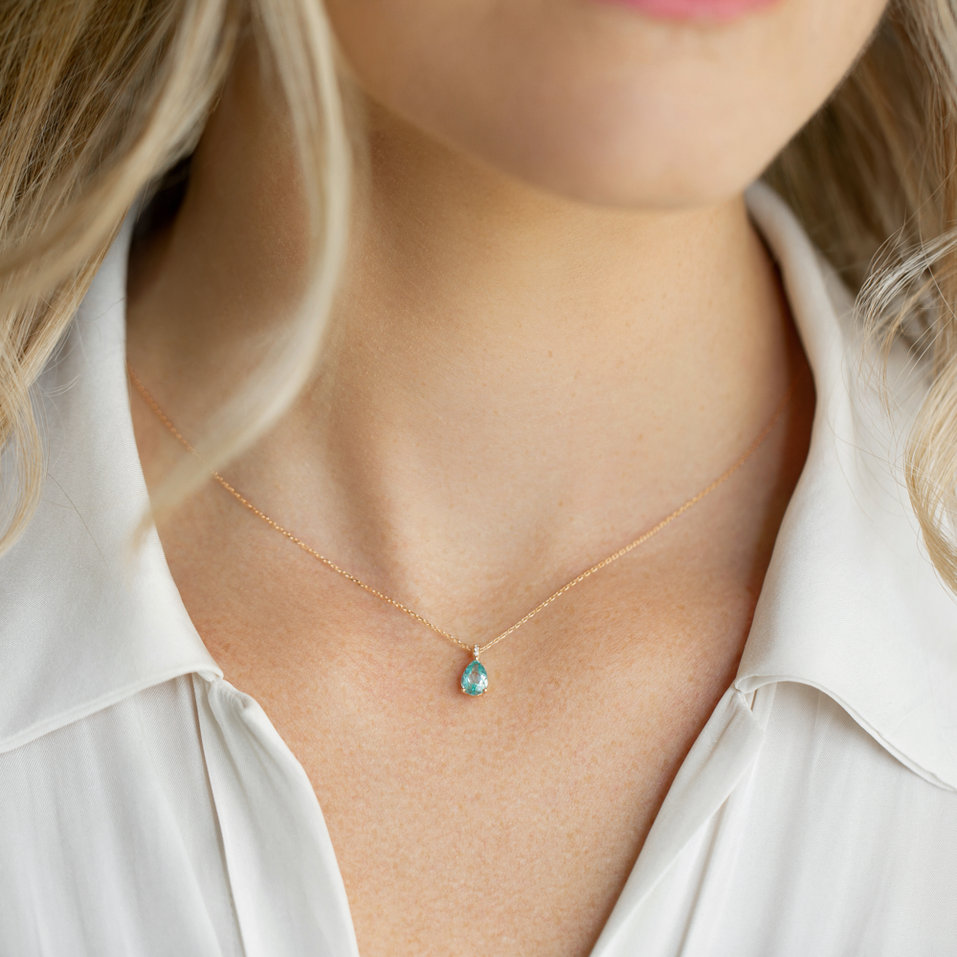 Náhrdelník s diamanty a apatitem Tearfall