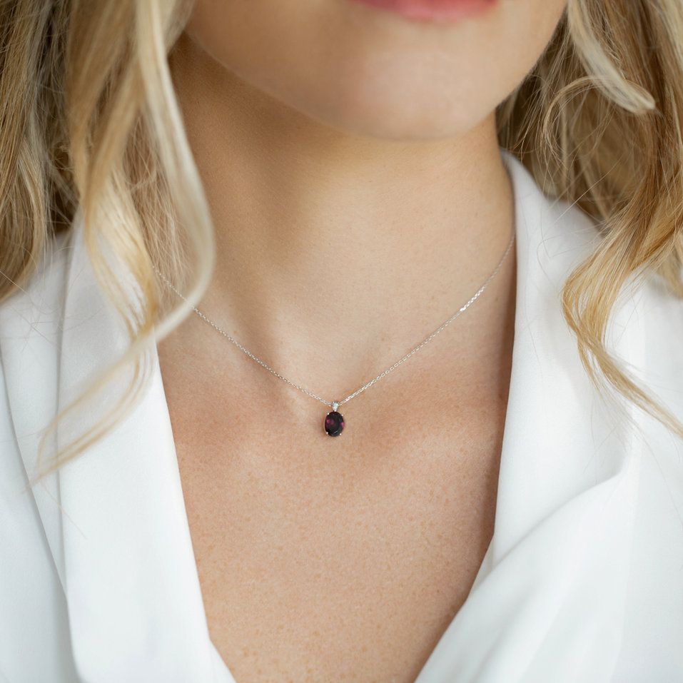 Náhrdelník s diamantem a rhodolitem Élise