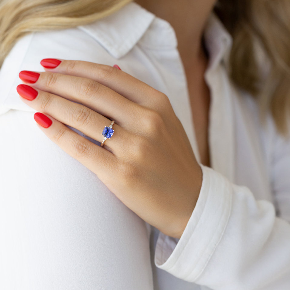 Prsten s diamanty a ametystem Marigold