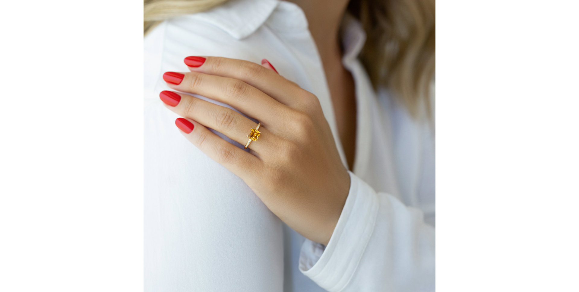 Prsten s diamanty a rhodolitem Melody Harmony