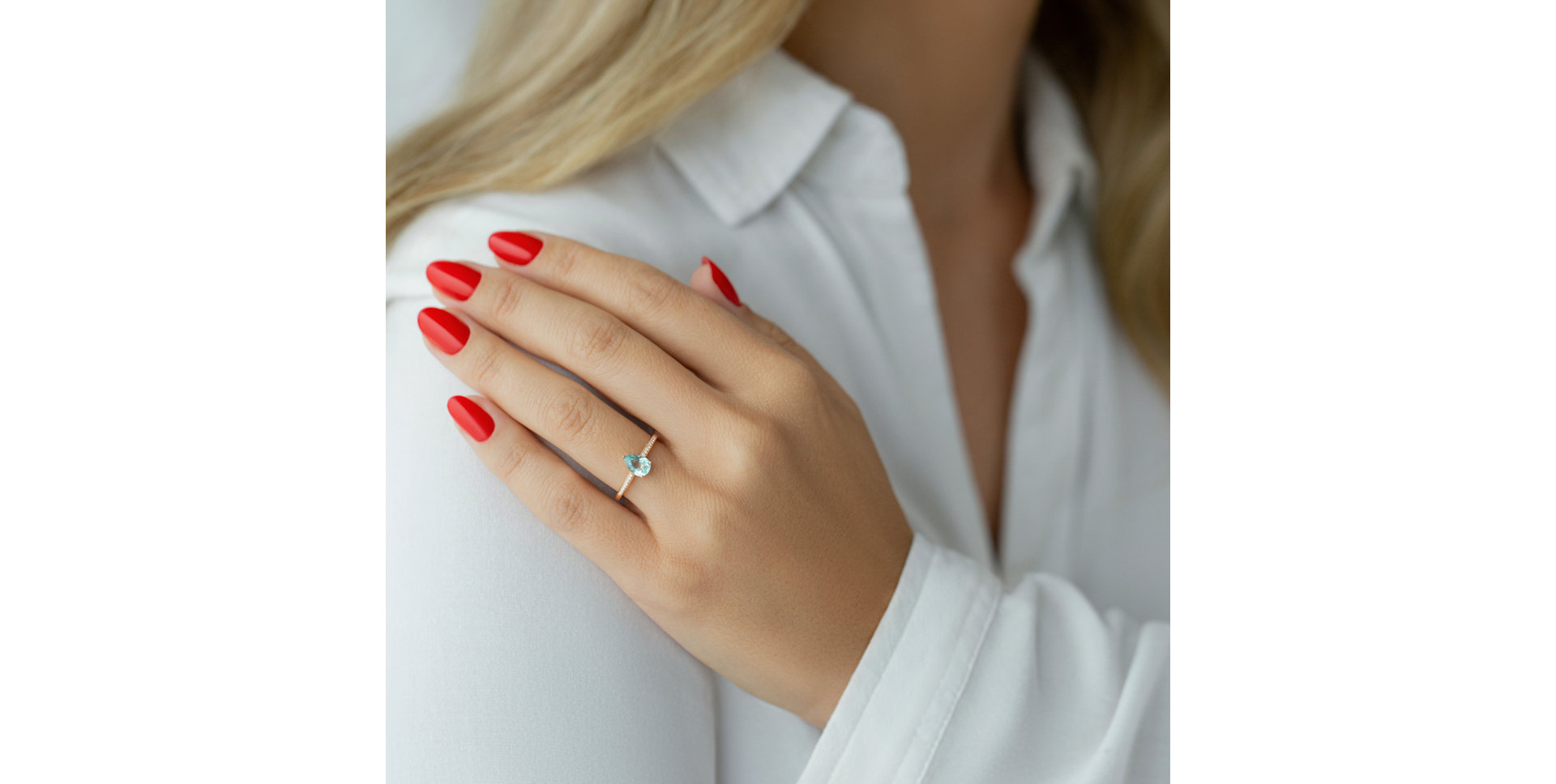 Prsten s diamanty a apatitem Tearfall