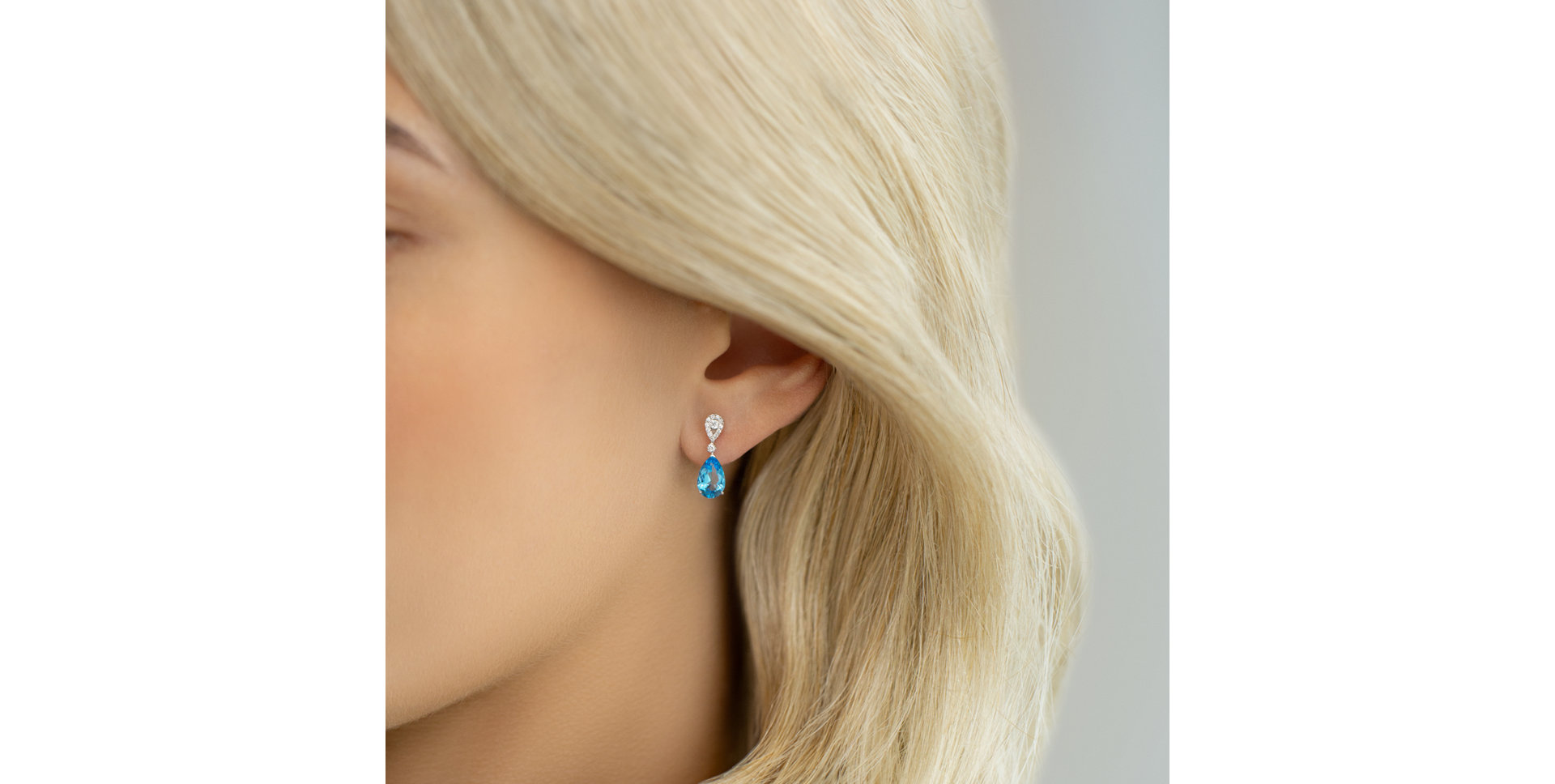 Náušnice s diamanty a topazem Frostfire