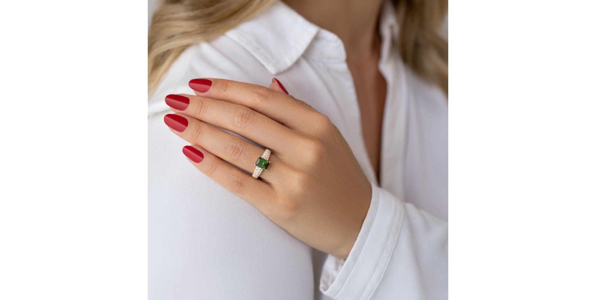 Prsten s diamanty a rhodolitem Diamond Whisper