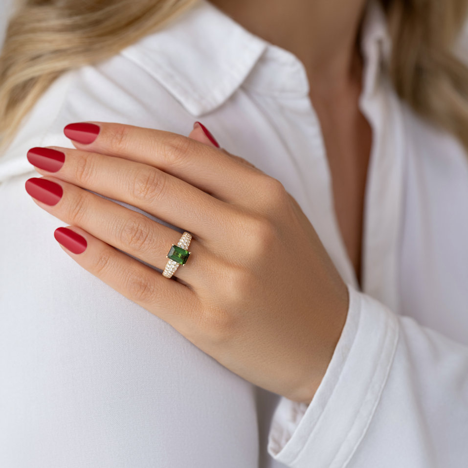 Prsten s diamanty a rhodolitem Diamond Whisper