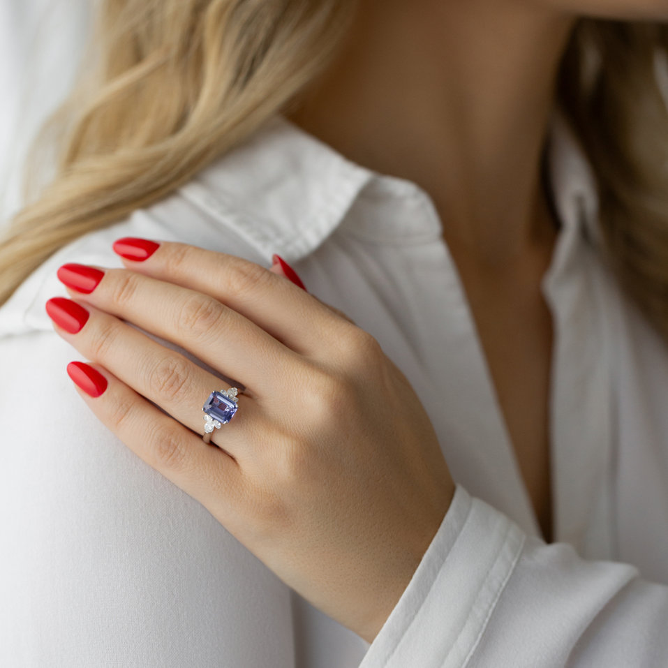 Prsten s diamanty a tanzanitem Blue Magic