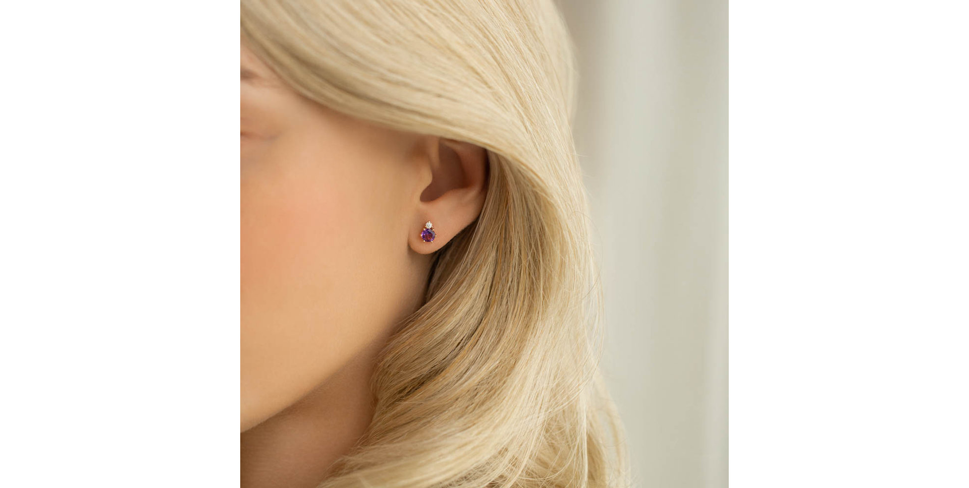 Náušnice s diamantem a rubínem Lux