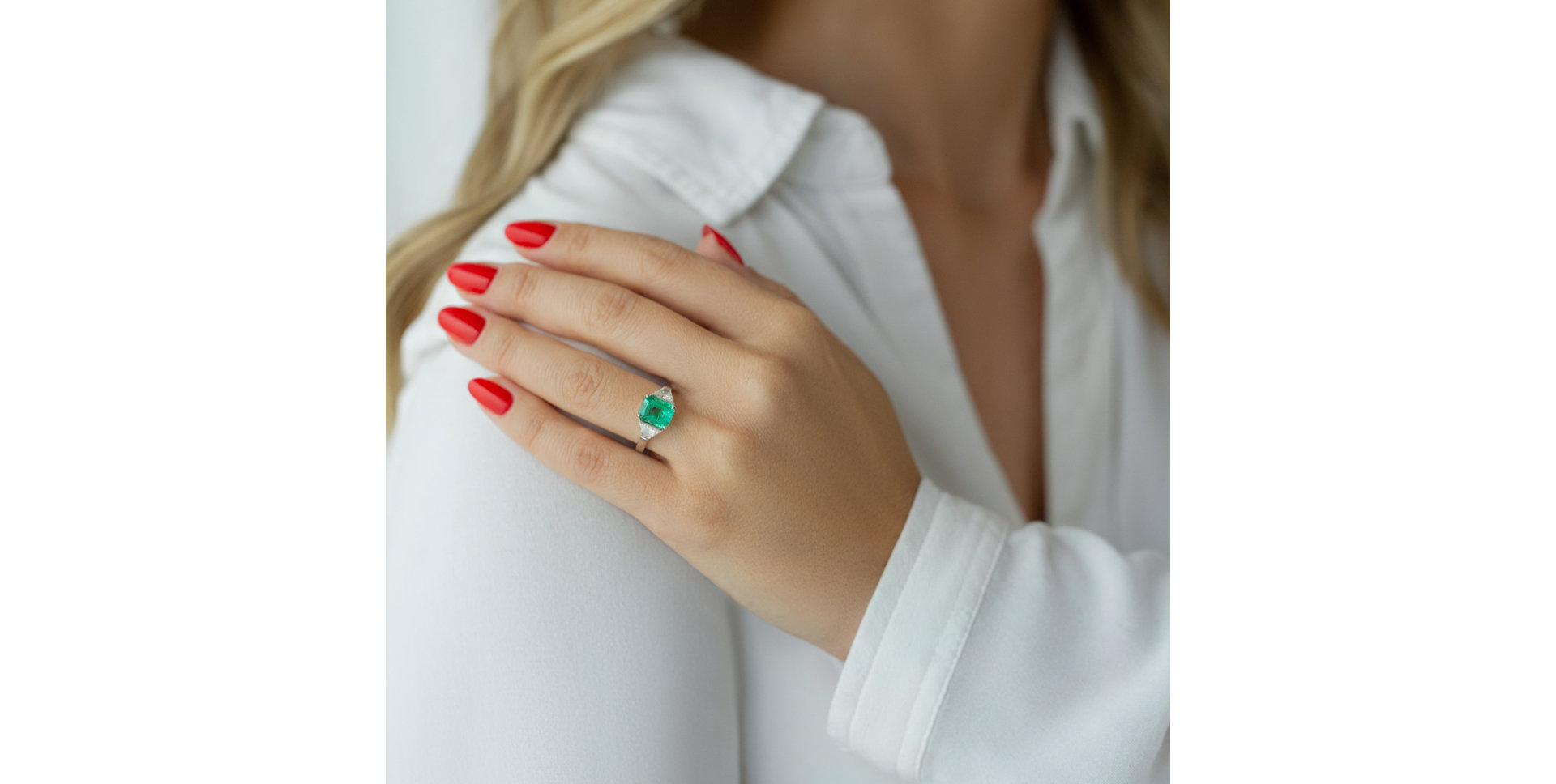 Prsten s diamanty a smaragdem Rainforest Tresure