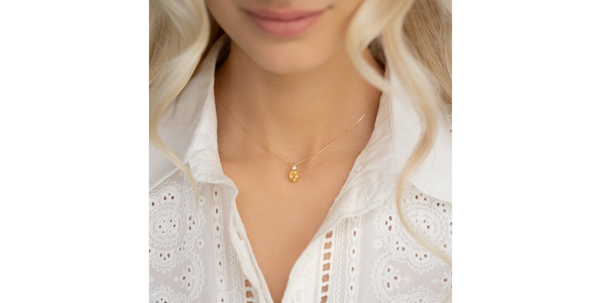 Náhrdelník s diamantem a citrínem Asuan