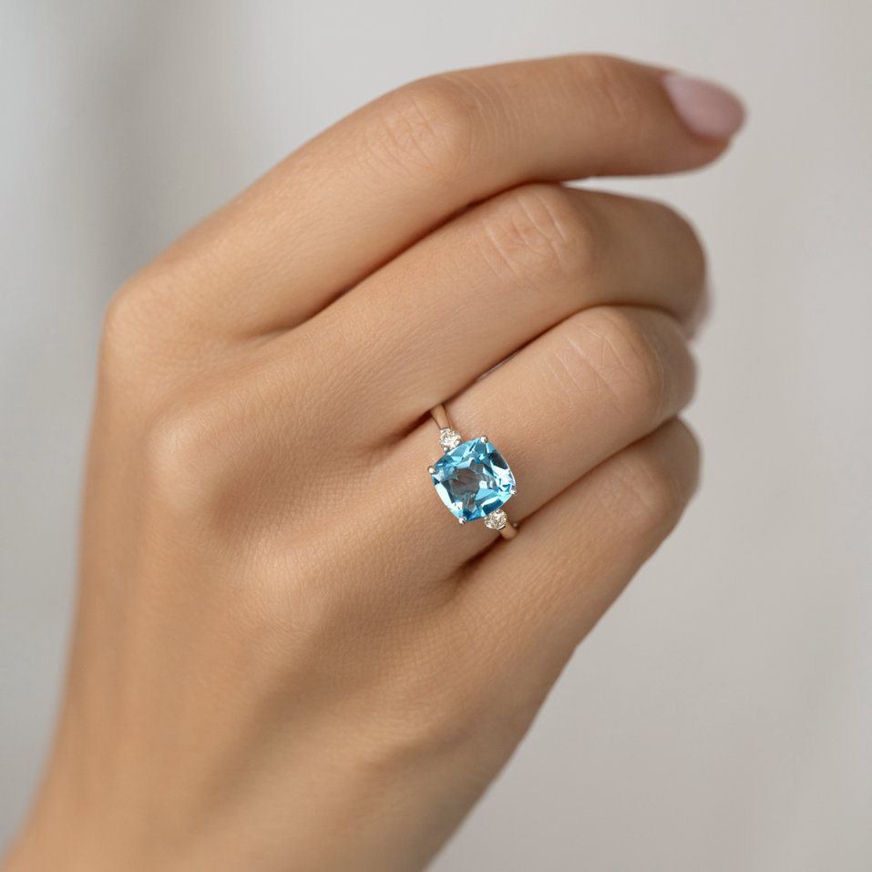 Prsten s diamanty a tanzanitem The Countess