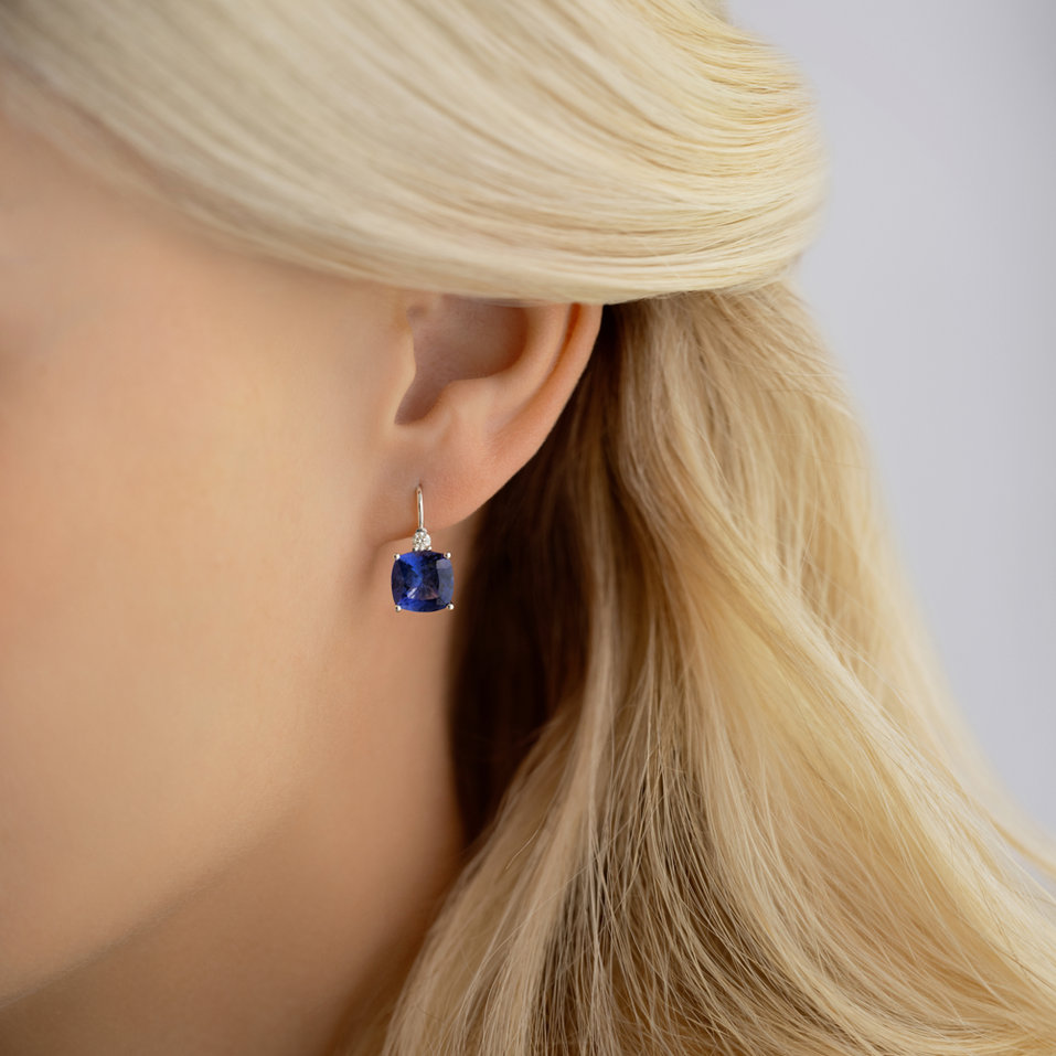 Náušnice s diamantem a tanzanitem The Countess