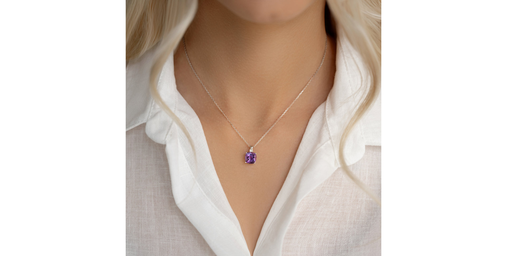 Náhrdelník s diamantem a ametystem The Countess