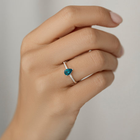 Prsten s diamanty a topazem Teardrop