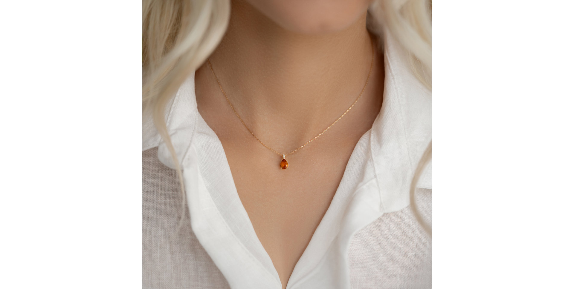 Náhrdelník s diamanty a morganitem Teardrop