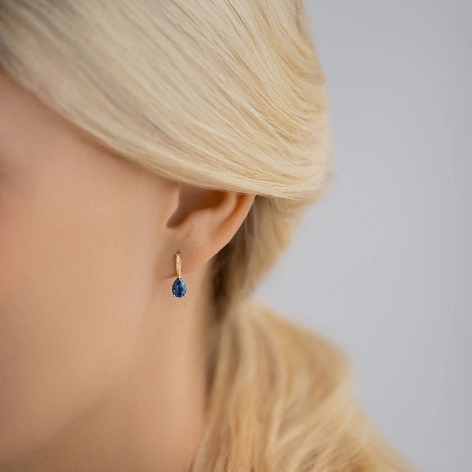 Náušnice s diamanty a citrínem Lauriene