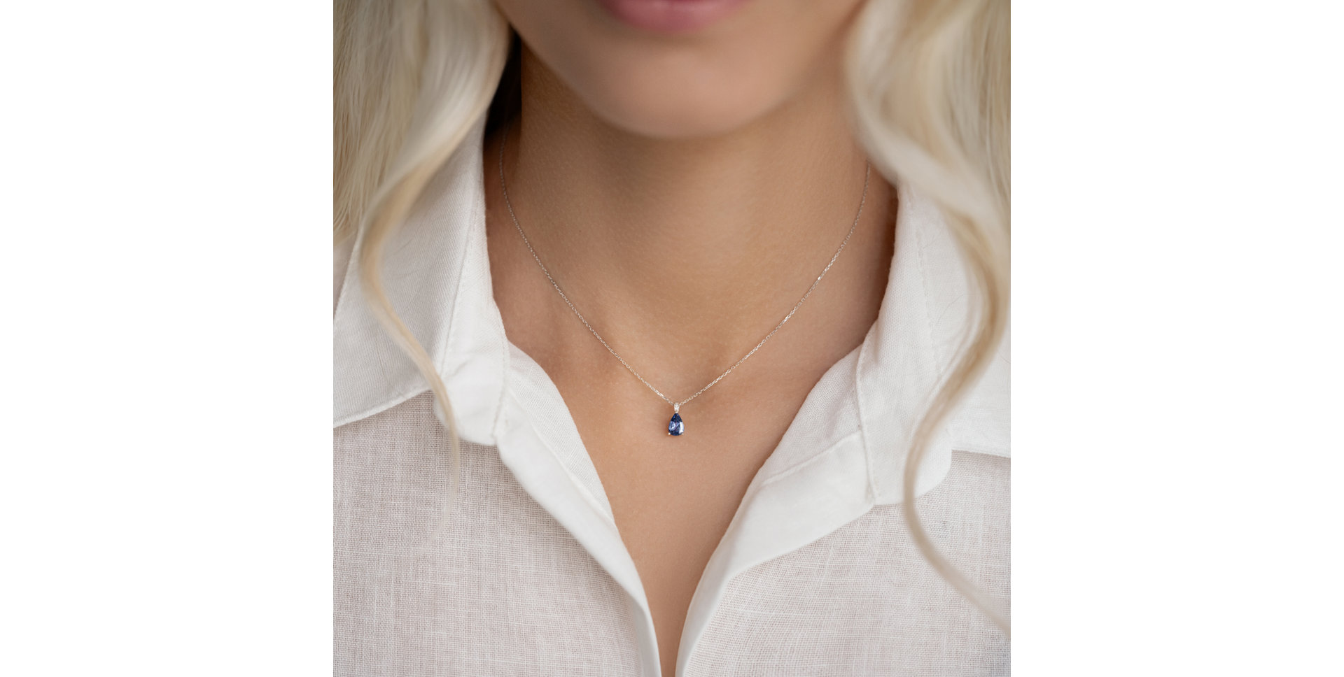 Náhrdelník s diamanty a peridotem Teardrop