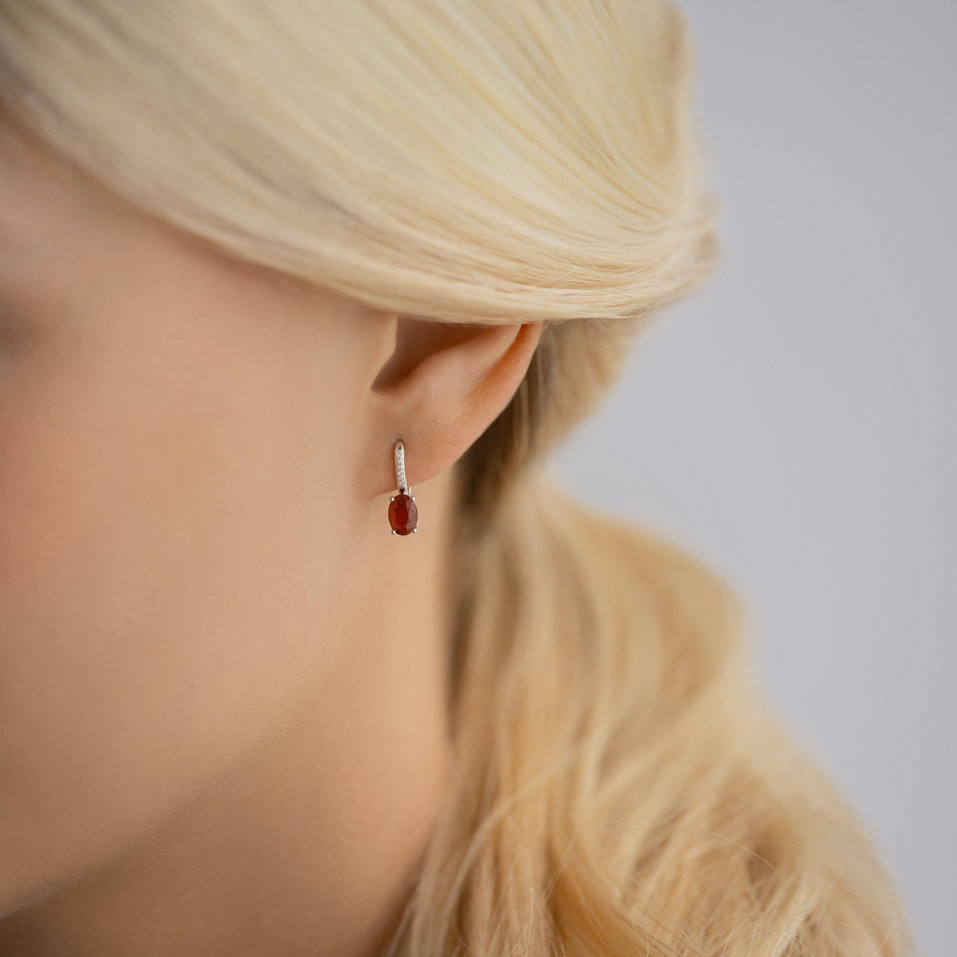 Náušnice s diamanty a rhodolitem Lauriene