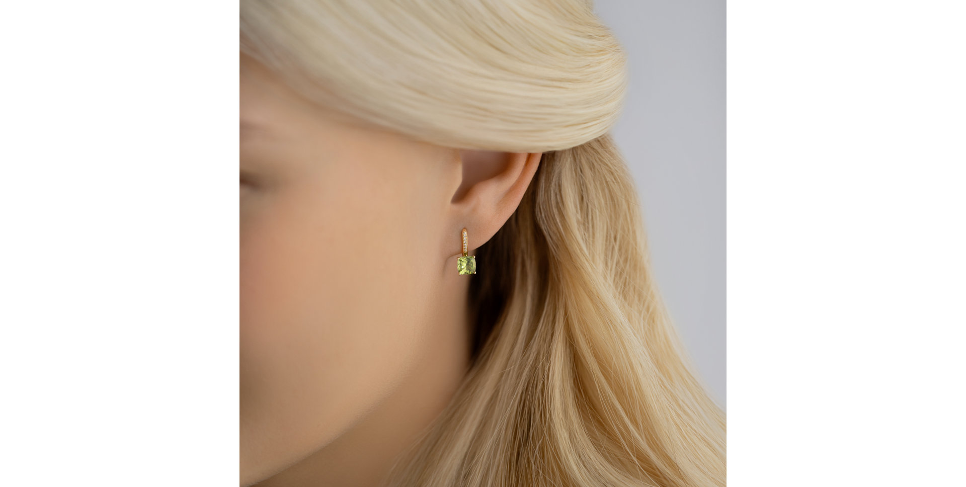 Náušnice s diamanty a peridotem Calypso