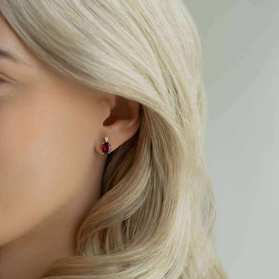 Náušnice s diamantem a rhodolitem Annelise