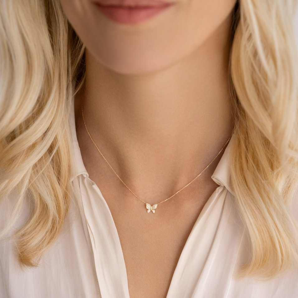 Náhrdelník s diamanty Butterfly Touch