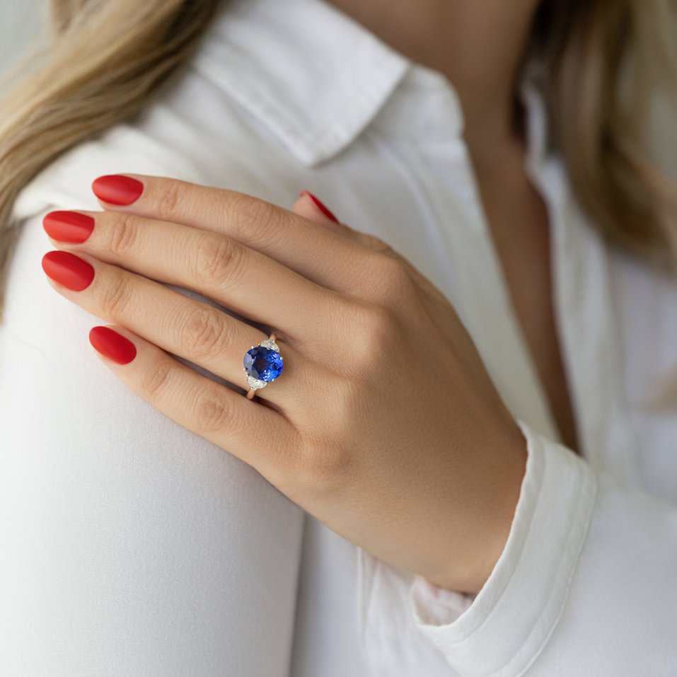 Prsten s diamanty a tanzanitem Dynasty Gem