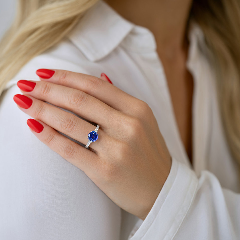 Prsten s diamanty a tanzanitem Alaric