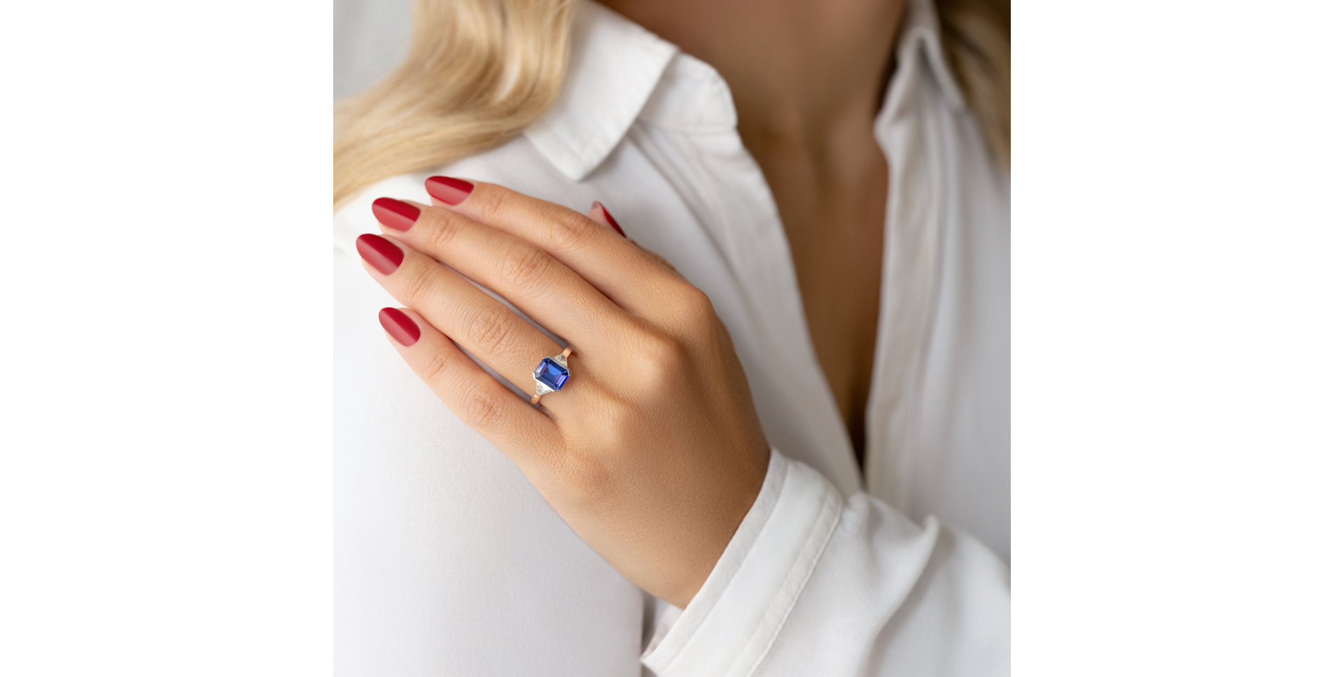 Prsten s diamanty a tanzanitem Moonlit Promise