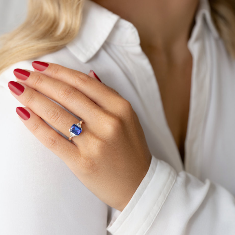 Prsten s diamanty a tanzanitem Moonlit Promise