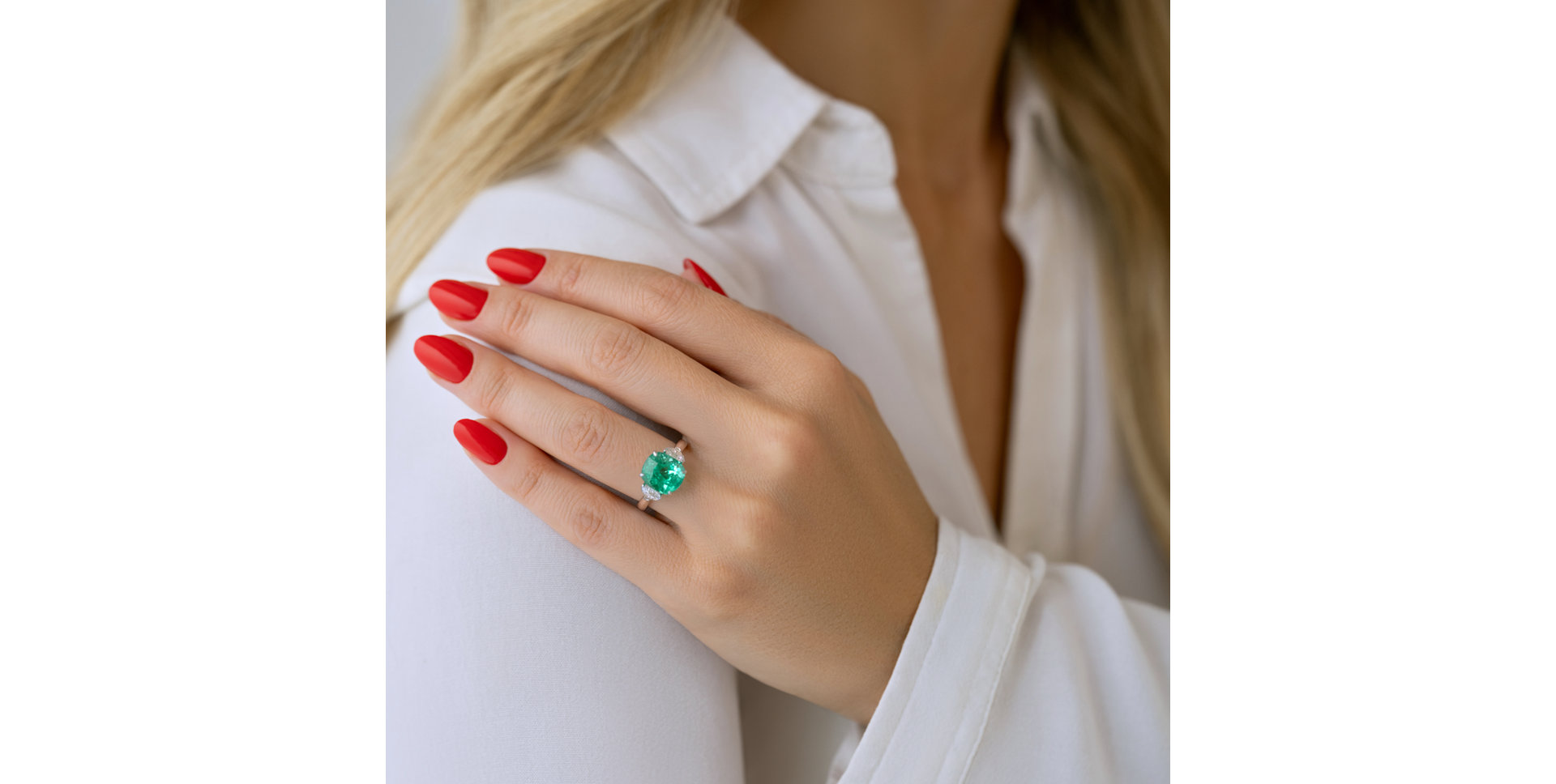 Prsten s diamanty a smaragdem Moonlit Fern