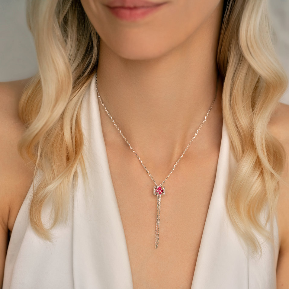 Náhrdelník s diamanty a rubíny Amea