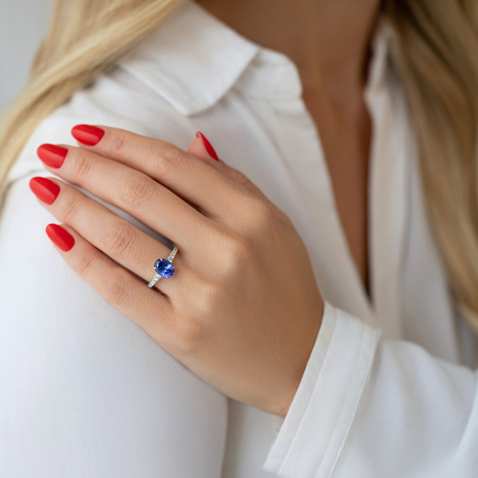 Prsten s diamanty a tanzanitem Shimmering dazzle