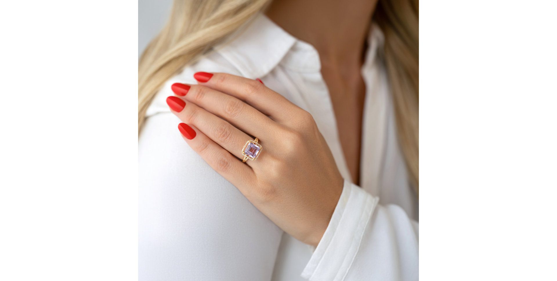 Prsten s diamanty a ametystem Unicum Amuletum